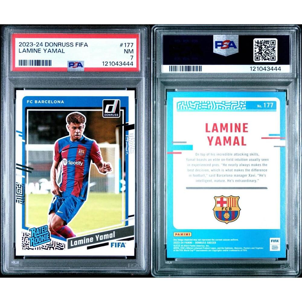 2023-24 Panini Donruss FIFA Rated Rookie Lamine Yamal #177 PSA 7 Near Mint